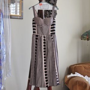 Pink and black striped bustier dress